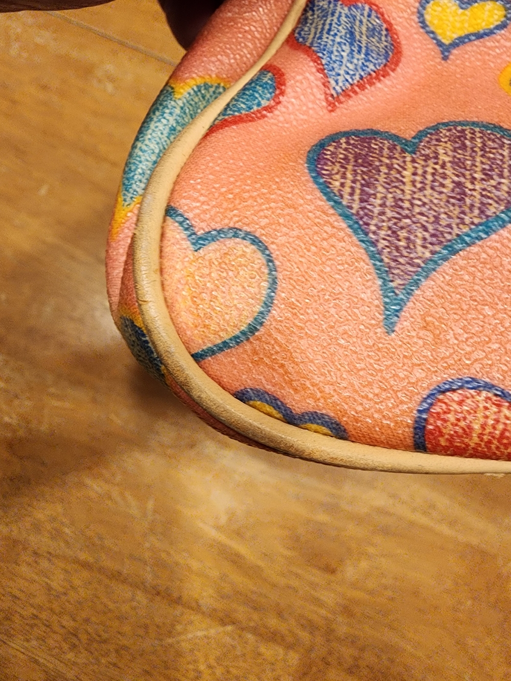 vintage Y2K Dooney & Bourke multicolor crayon hearts barrel bag - Picture 11 of 16